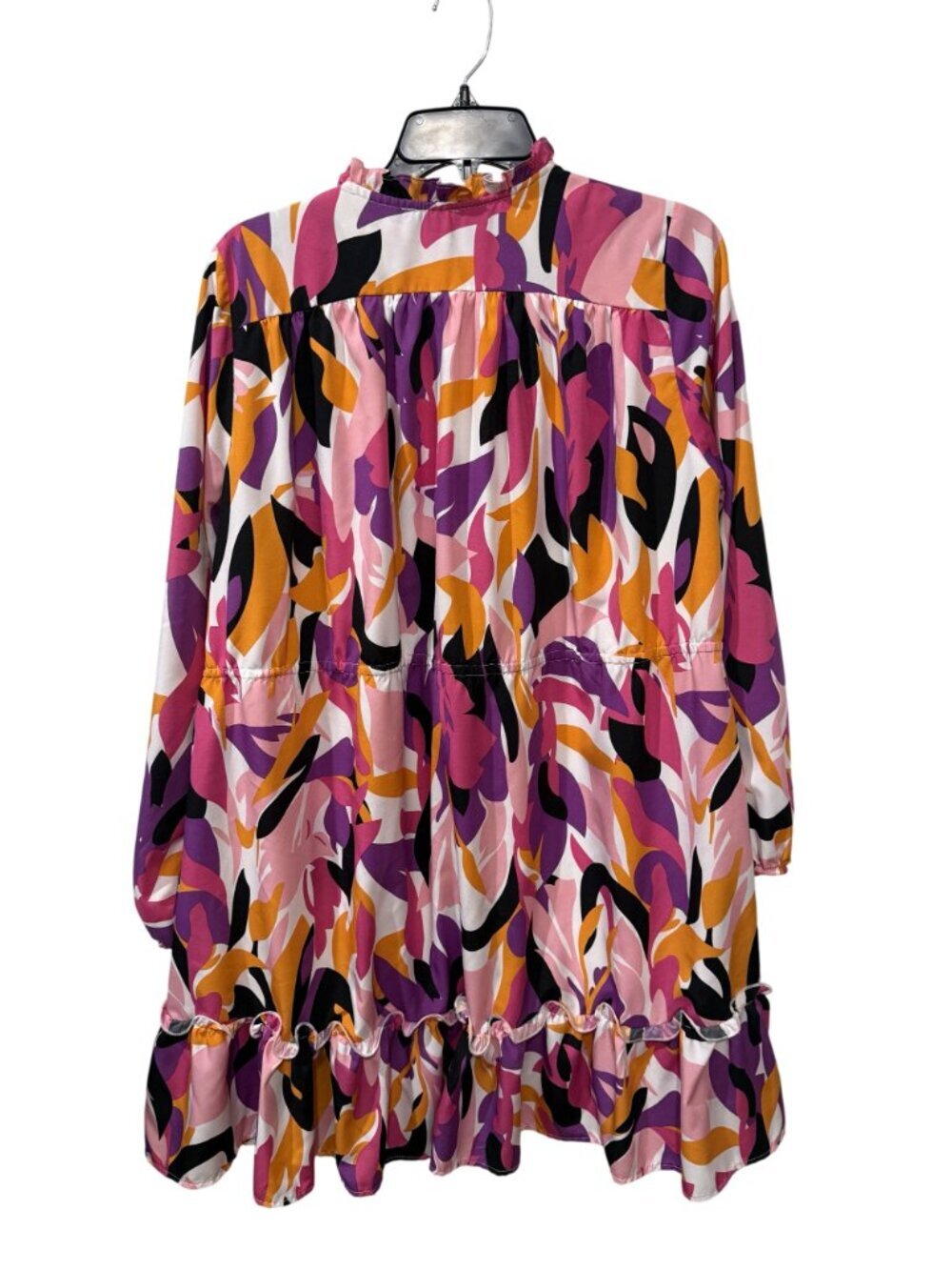 Jodifl Womens Abstract Print Long-Sleeve Ruffled Tunic Drawstring Waist large - Picture 4 of 4